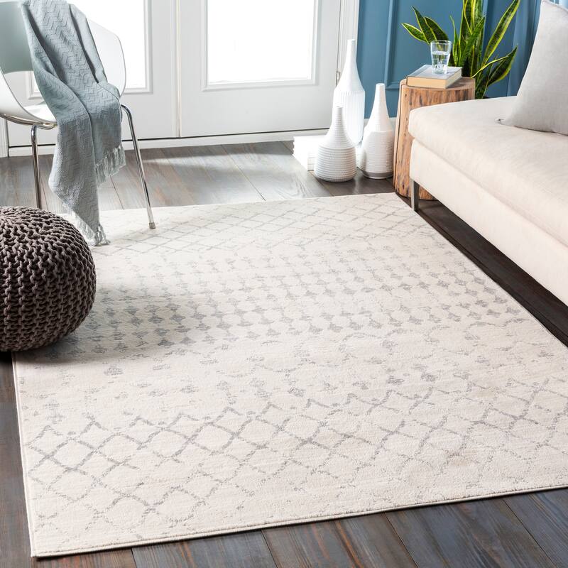Livabliss Igor Distressed Moroccan Trellis Area Rug - Beige - 9'10" x 14'