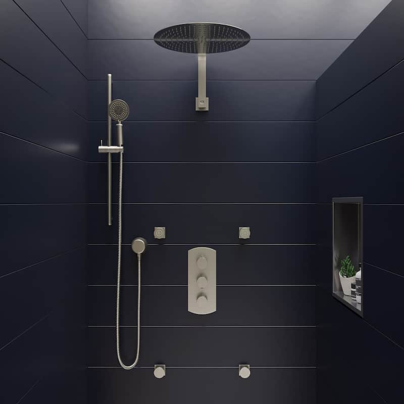 ALFI brand 16 x 16 Brushed Stainless Steel Square Single Shelf Bath Shower Niche - Grey