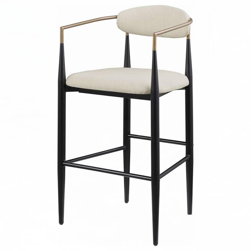 Beige Fabric Upholstered Bar Chair (Set of 2)