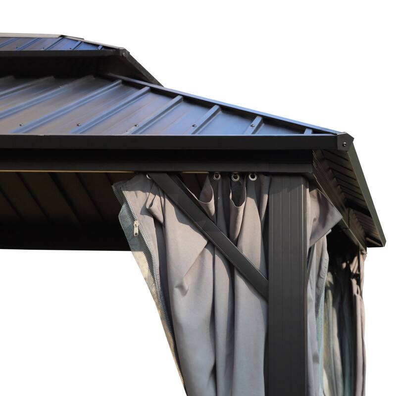 VEIKOUS Outdoor Aluminum Double Hardtop Gazebo Pergolas for Patio Lawn and Garden