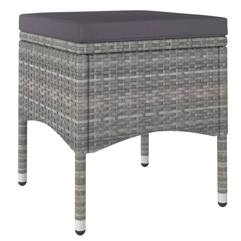 vidaXL Patio Dining Set Outdoor Table and Chiars Footstools 5 Piece Poly Rattan - 47.2 x 47.2 x 29.5 in