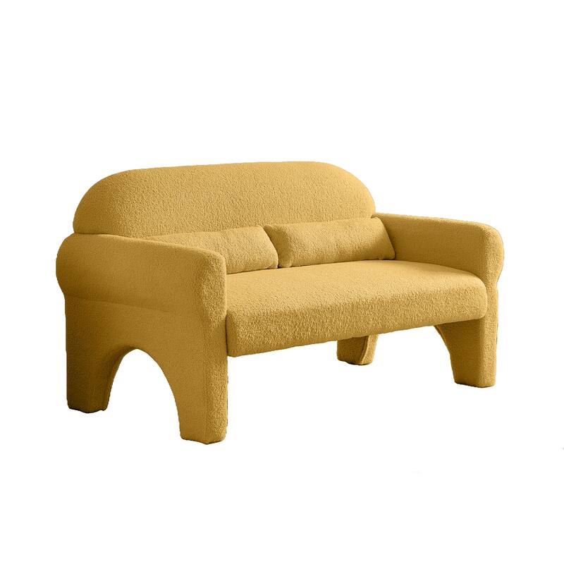 Modern teddy fabric loveseat for Living room - Yellow