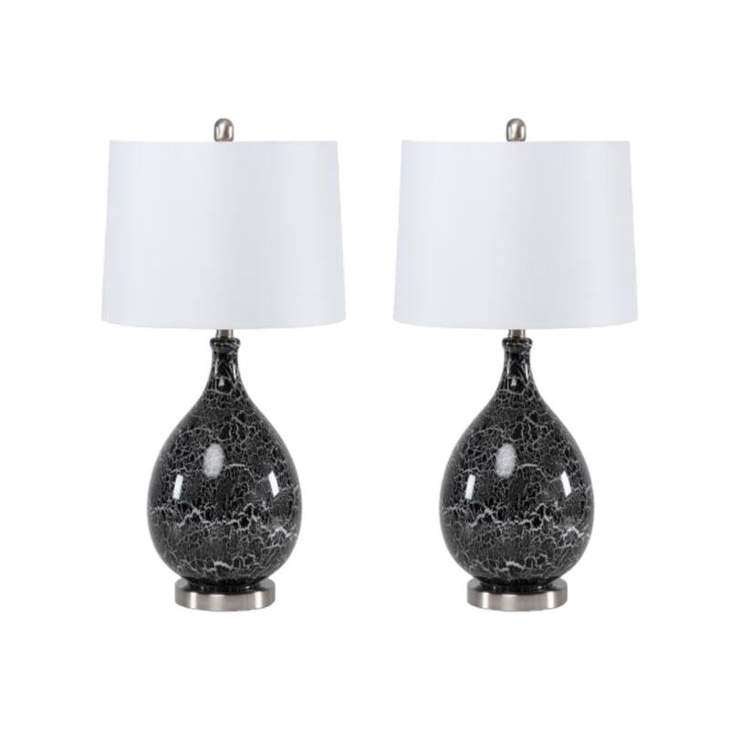 HomeRoots Set of Two 28" Gray Glass Geometric Table Lamp With White Empire Shade - 6