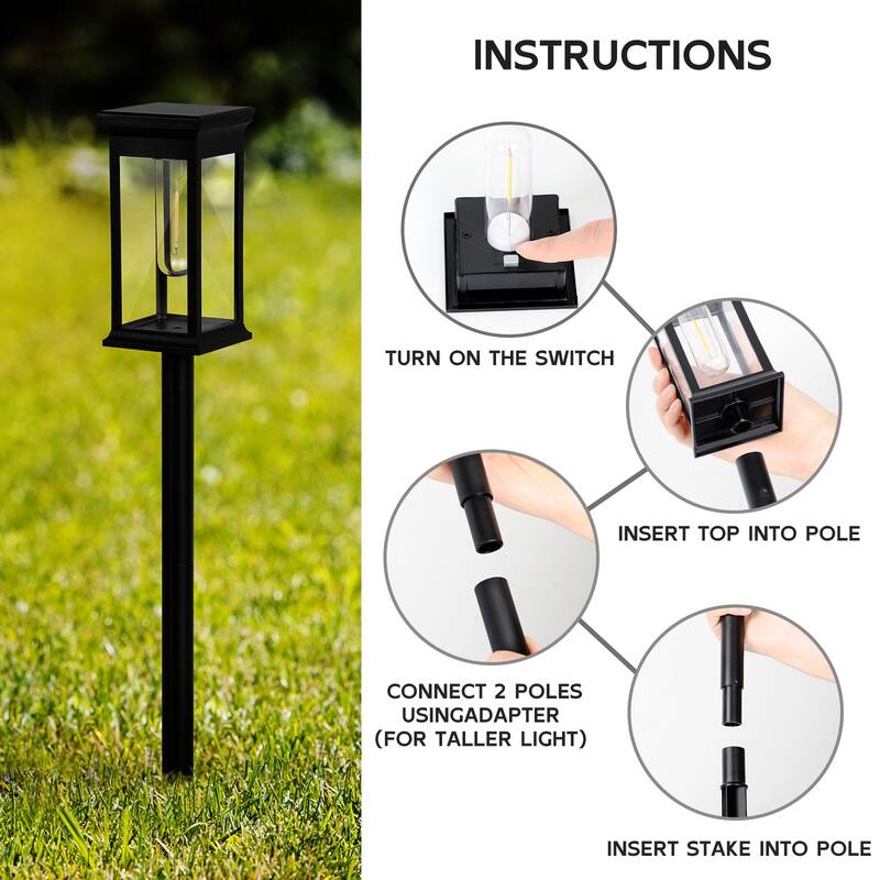 6 Pack Solar Pathway Lights for Lawn Patio Walkway Driveway Decor - 6-PCS