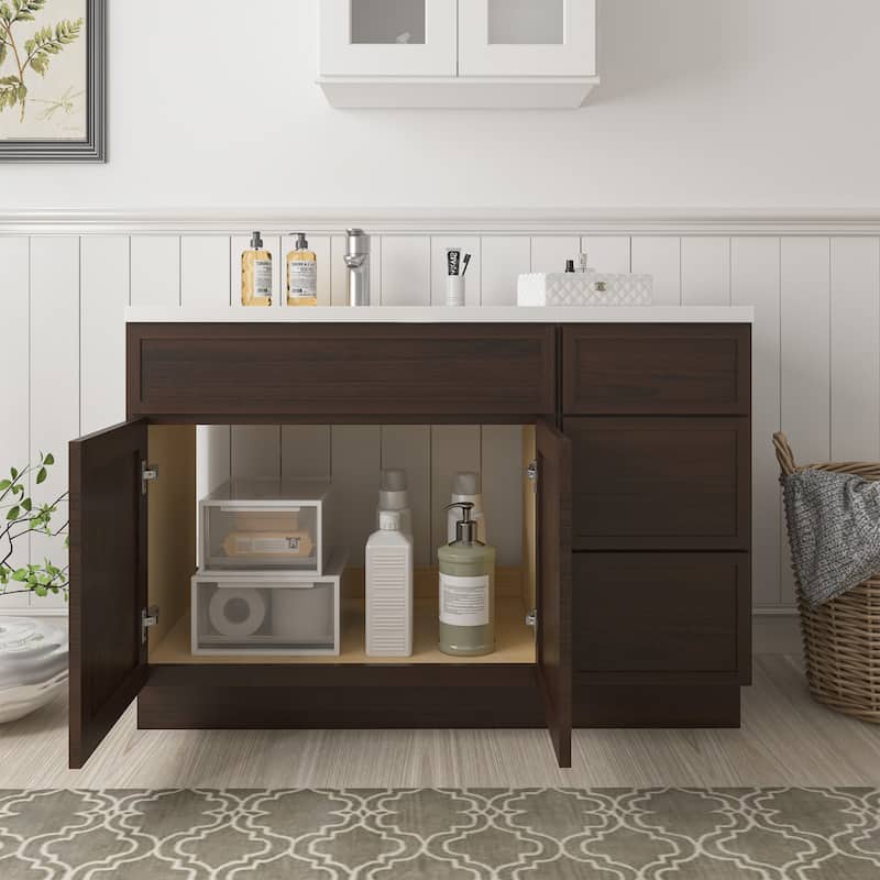 Vanity Art 54" Birch Freestanding Bathroom Vanity Cabinet without Top
