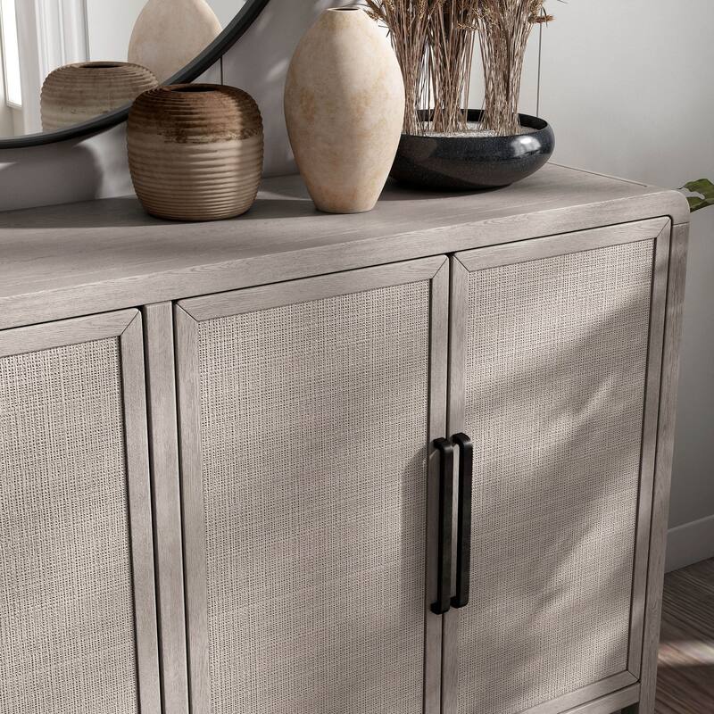 Furniture of America Billet Modern Natural Oak Solid Wood Dining Server Cabinet