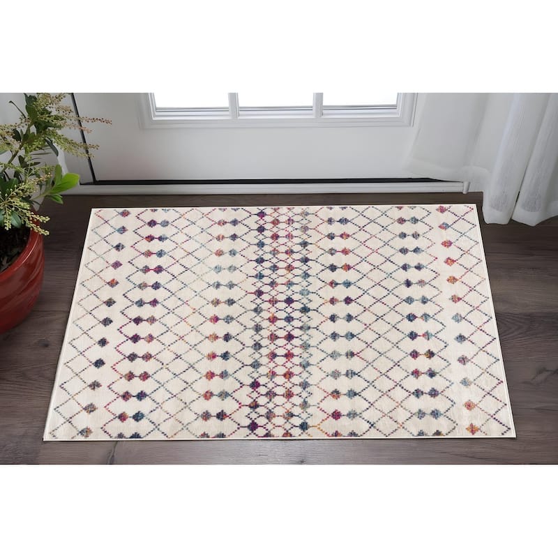 HomeRoots Geometric Modern Rectangle Area Rug - 36 in. x 27 in. x 0.4 in. - 36 in. x 27 in.  x 0.4 in.