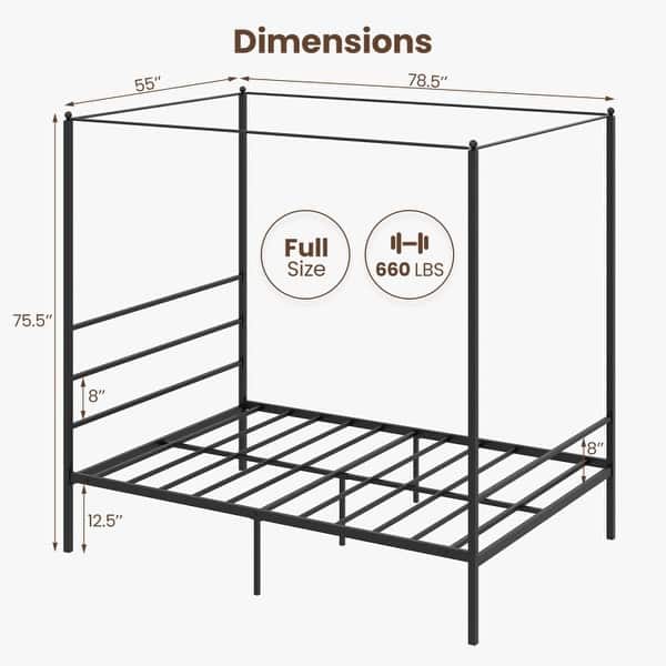 Twin/Full/Queen Size Metal Canopy Bed Frame with Slat Support On Sale