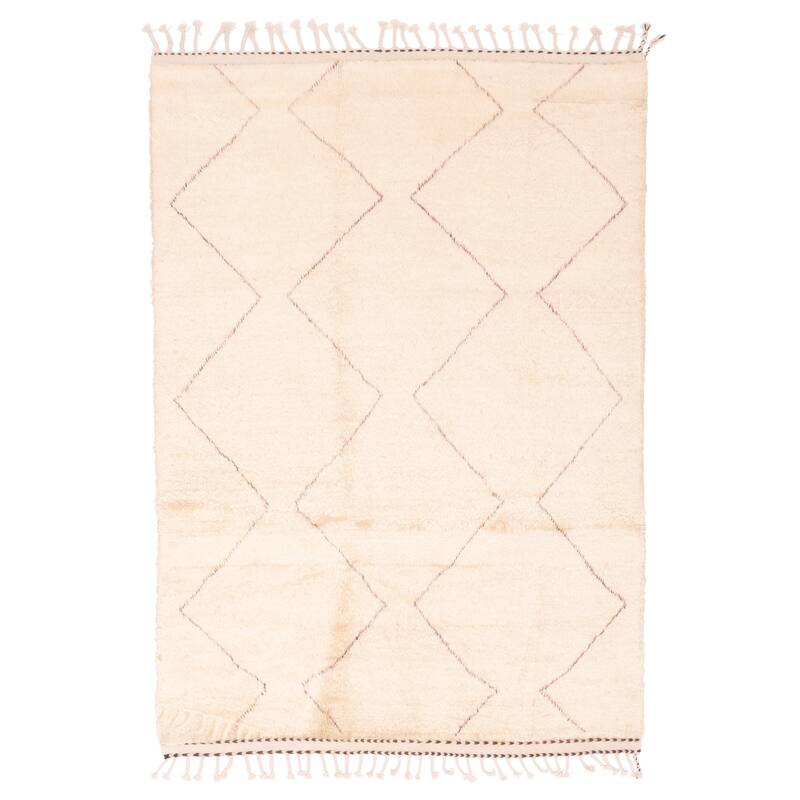 ECARPETGALLERY Hand-knotted Pak Finest Marrakesh Cream Wool Rug - 4'2 x 6'0