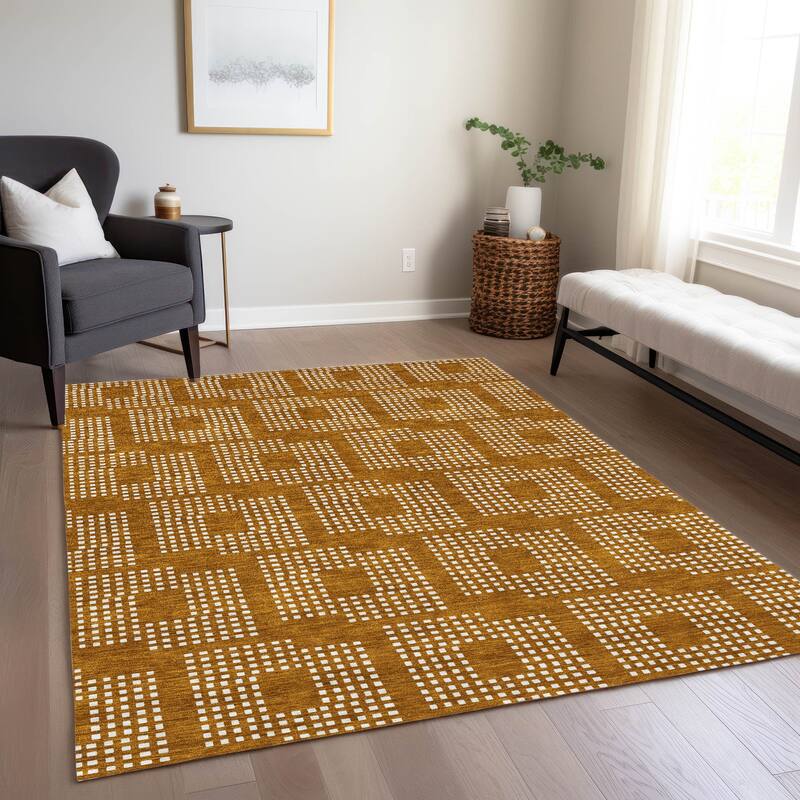 Machine Washable Indoor/ Outdoor Chantille Houndstooth Modern Rug