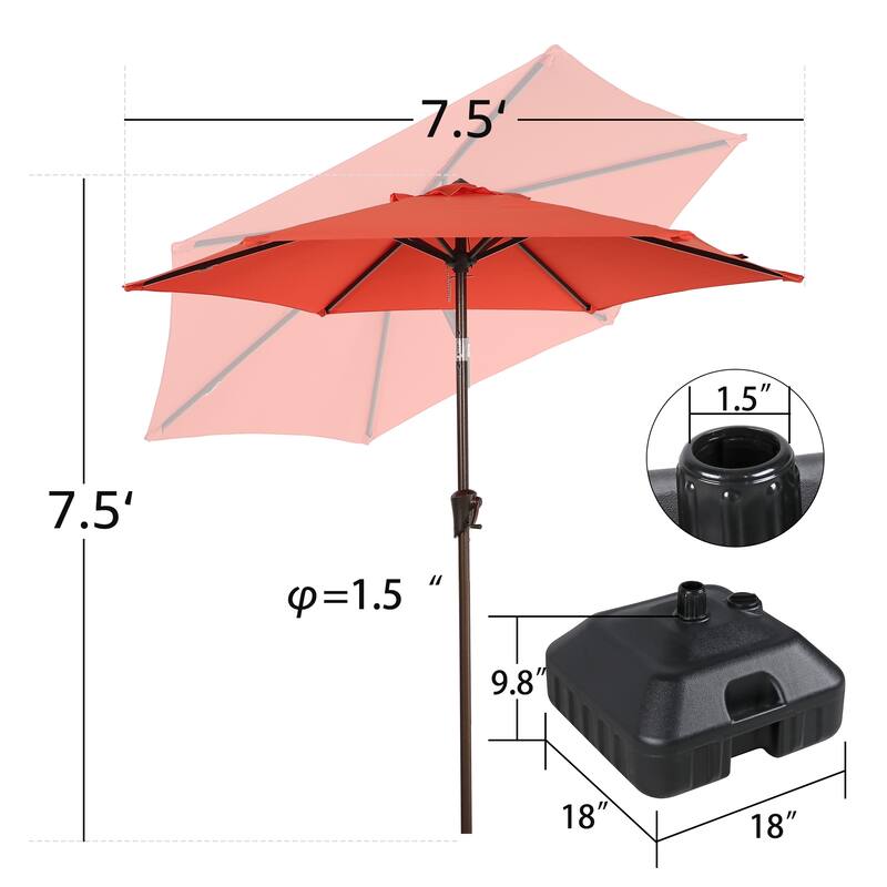7.5 Feet Patio Market Umbrella with Base