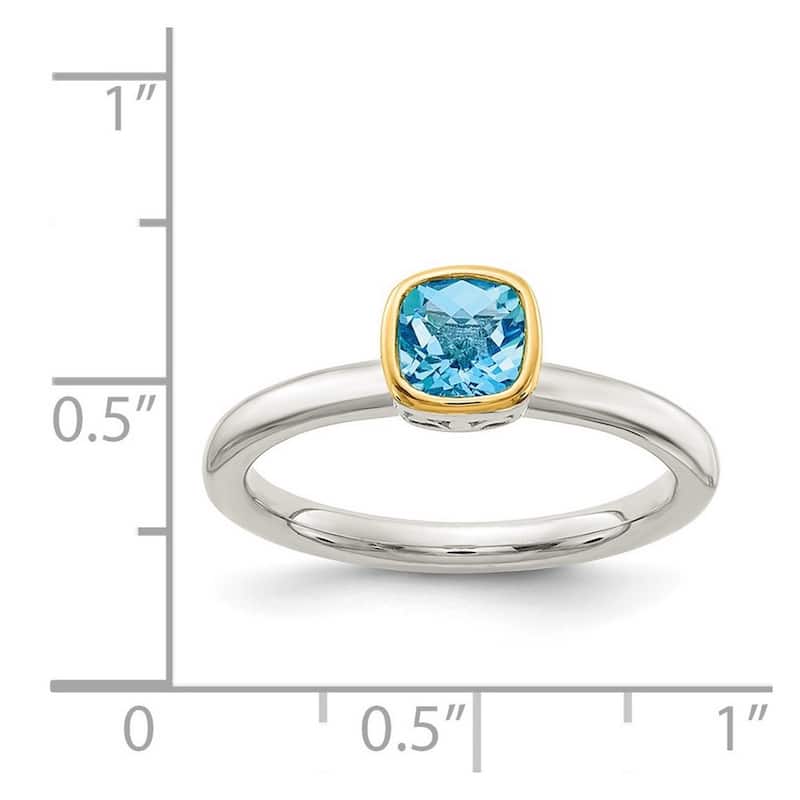 Curata 925 Sterling Silver With 14k Accent Light Swiss Blue Topaz Ring