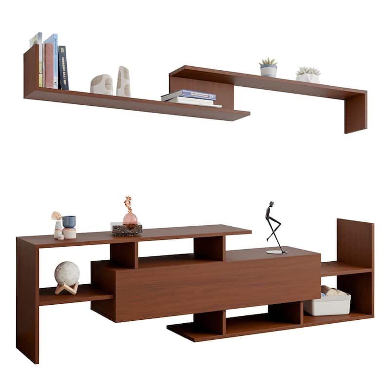Surrey 60.2'' 2 Pc 1-Drawer Floating TV Stand Media Console with Open Shelves