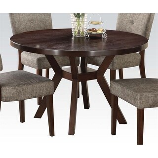 Dining Table Round Table Wooden Living Room Table in Espresso - Bed
