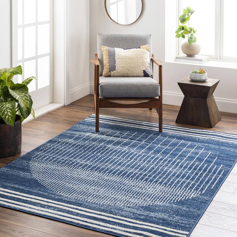 Livabliss Floransa Minimalist Ombre Area Rug - Dark Blue - 5' 3" x 7' 1"