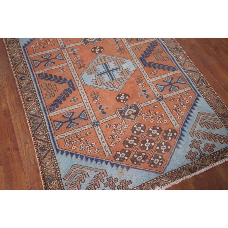 Orange Joshaghan Foyer Rug Handmade Wool Carpet - 3'7" x 5'0"