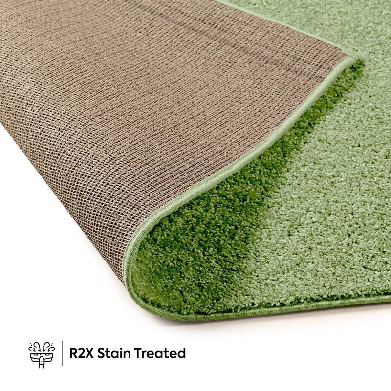 Modern Plush Solid Color Rug Pet Friendly, Made in USA, Lime Green