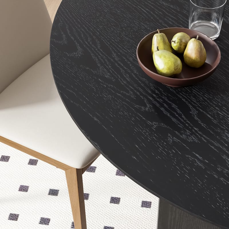 Solid Wood Round Dining Table with Finish and Elegant Arched Legs for Modern Dining Rooms & Kitchens