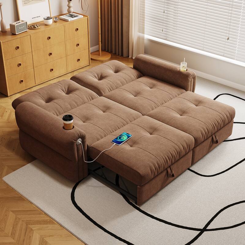 GDFStudio - Chenille Convertible 2-Seater 74" Sofa Bed