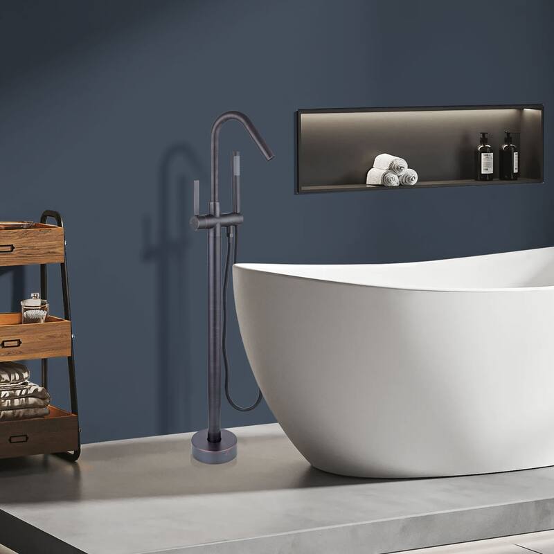 Topcraft Floor Mounted Bathtub Filler with Handheld Showerhead