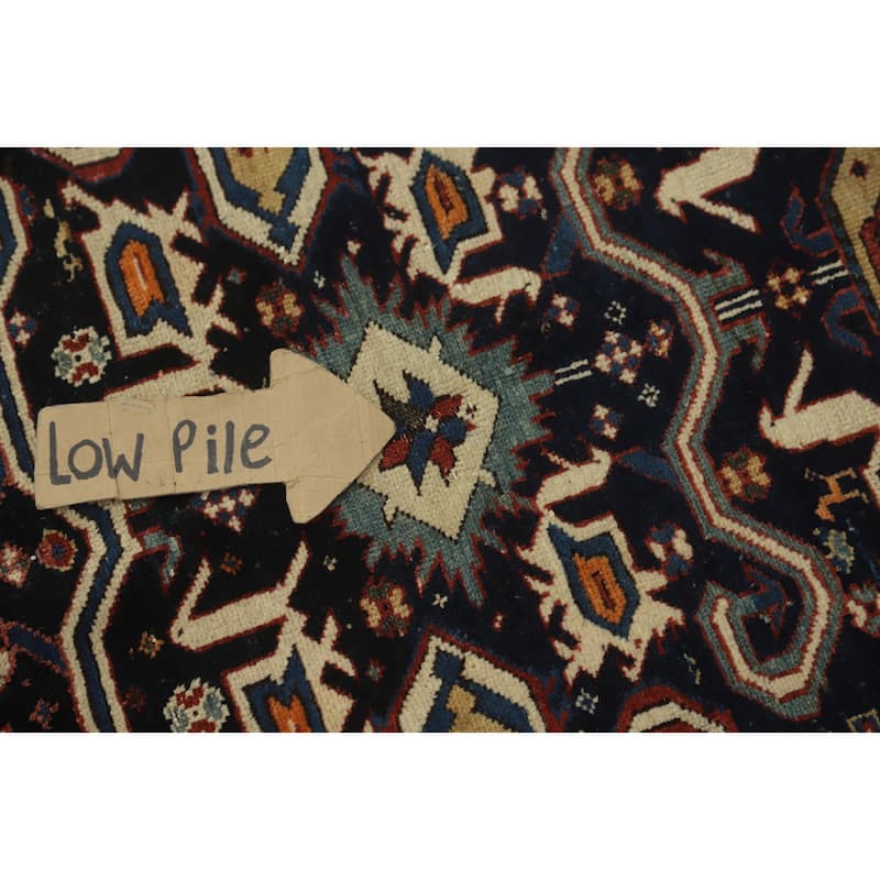 Hand Knotted Oriental 100% Wool Carpet Traditional Tribal Navy Blue & Blues Kazak Runner Rug - 8' 11'' X 4' 5''