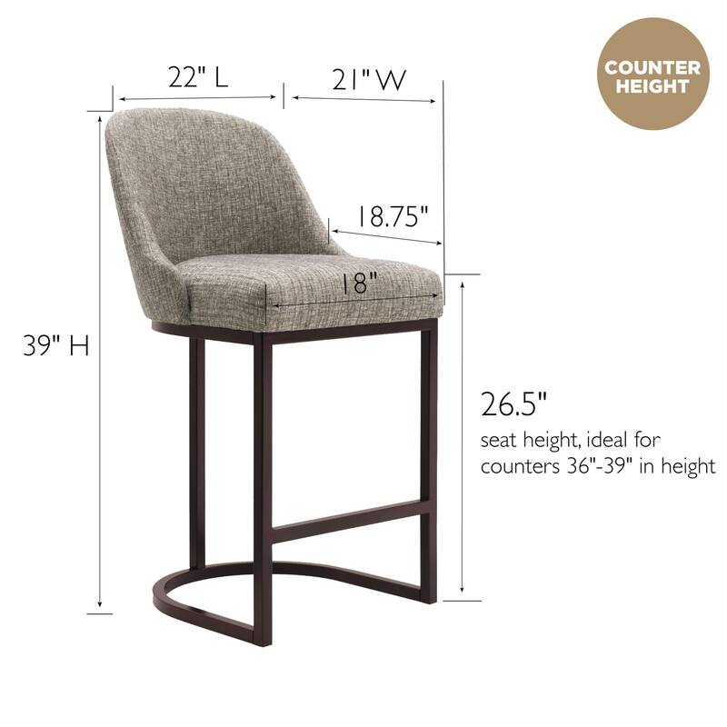 Leick Home Upholstered Barrelback Counter Stool with Metal Base