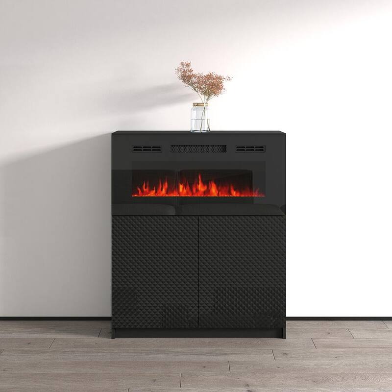 Carla 01 BL-EF Electric Fireplace Sideboard - Black