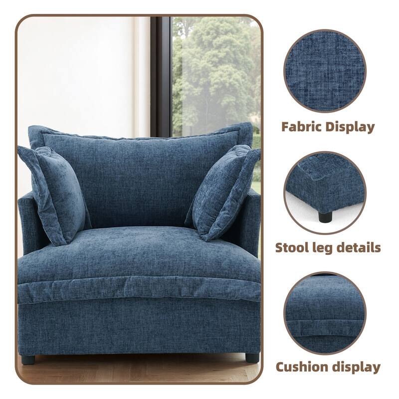 39"W Oversized Upholstered Chenille Comfy Cloud Accent Armchair