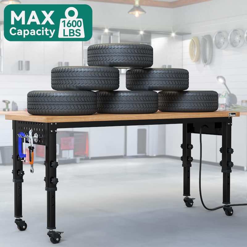 60" W Adjustable Height Workbench - 60 - 60