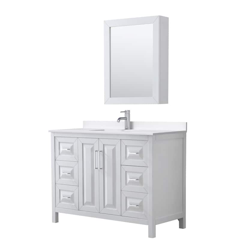 Wyndham Collection WCV252548S-QTZ-UNSMED Daria 48" Free Standing - White / White Quartz Top / Polished Chrome