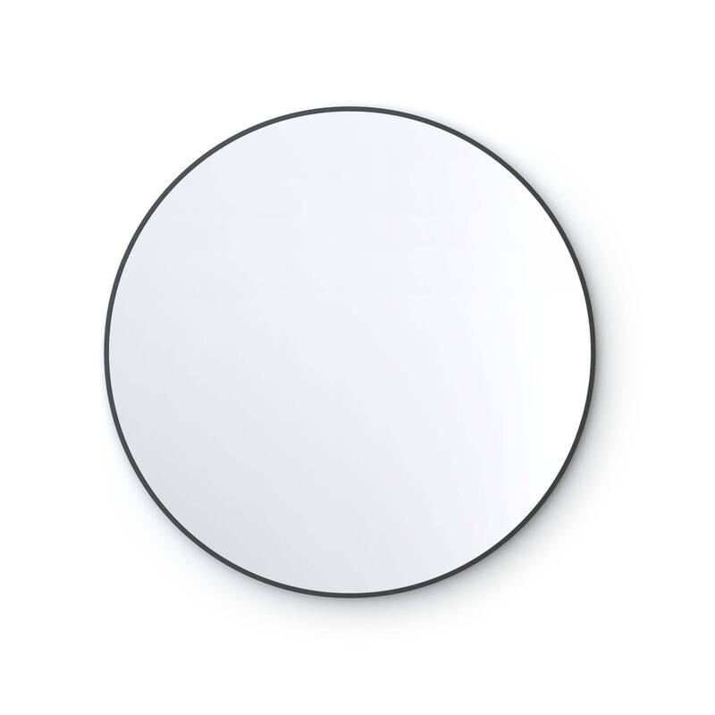 32 Inch Shatterproof Wall Mount Metal Frame Mirror - Matte Black