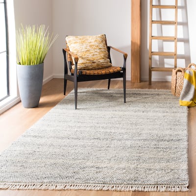 SAFAVIEH Handmade Casablanca Shag Tribal Aqua Wool Rug
