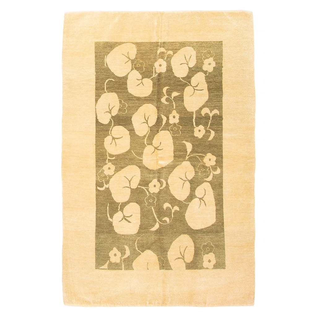 ECARPETGALLERY Hand-knotted Peshawar Ziegler Green Wool Rug - 4'2 x 6'2