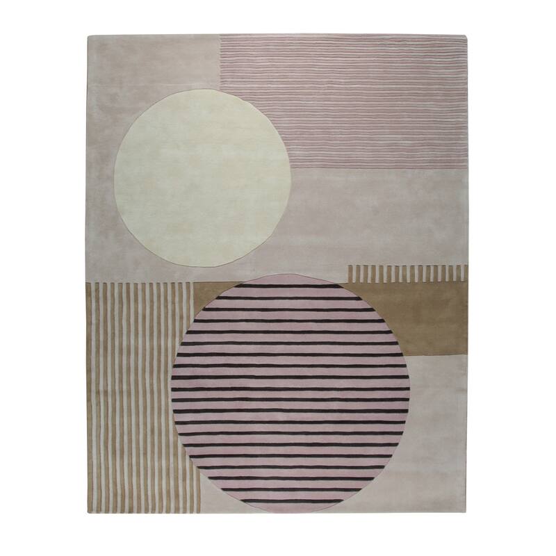 Home Decor Pink Hand-Tufted Wool Modern Rug by EORC Stylish and Vibrant Area Rug for Adding a Contemporary Touch to Your Living - 7'9 x 9'9