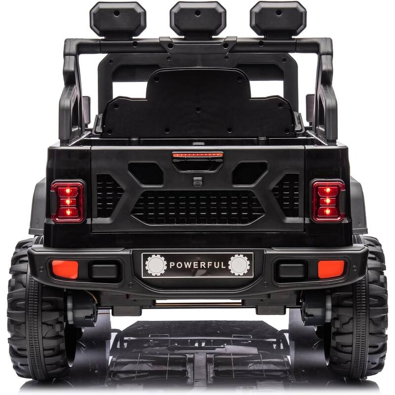 24V Electric Ride on Truck for Kids,Wide Seater Battery Powered Truck with Remote Control, Music,LED Cool Lighting,4WD