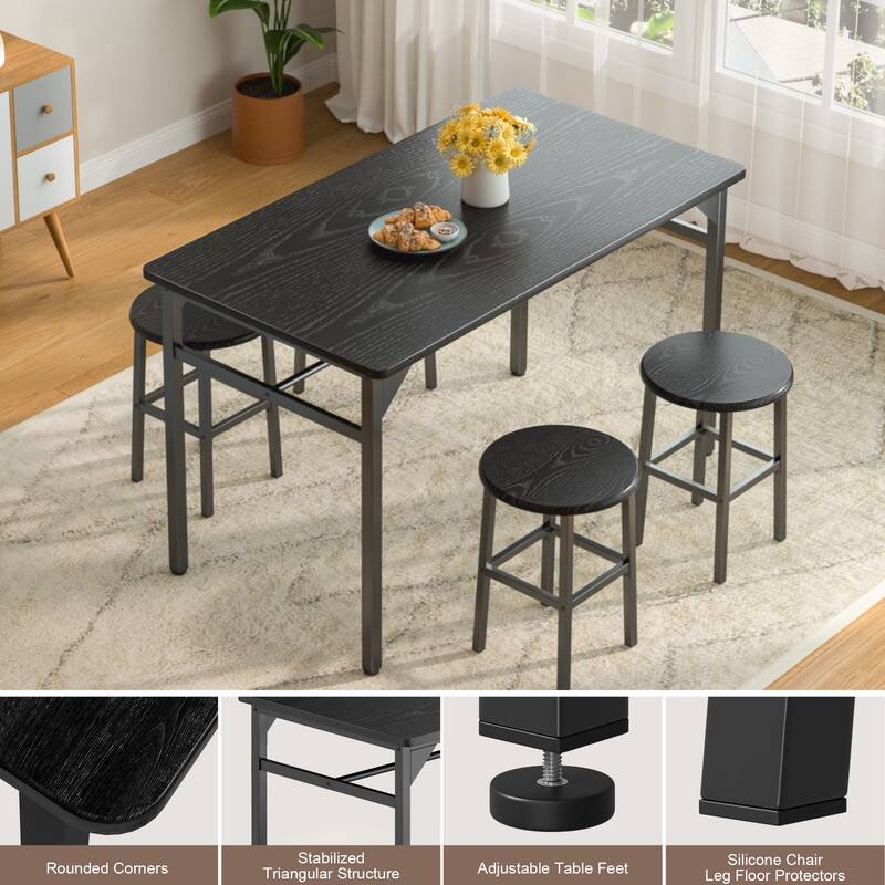 5-Piece Kitchen High Bar Dining Table and Chair Set for Pub and Dining Room