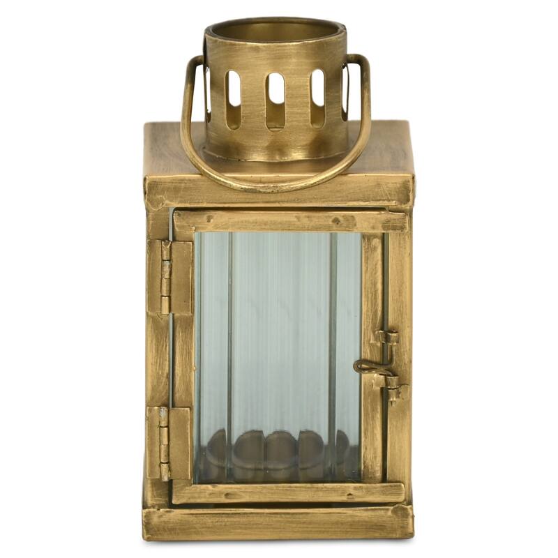 Marzanna 6.75" Fluted Glass & Metal Lantern - N/A