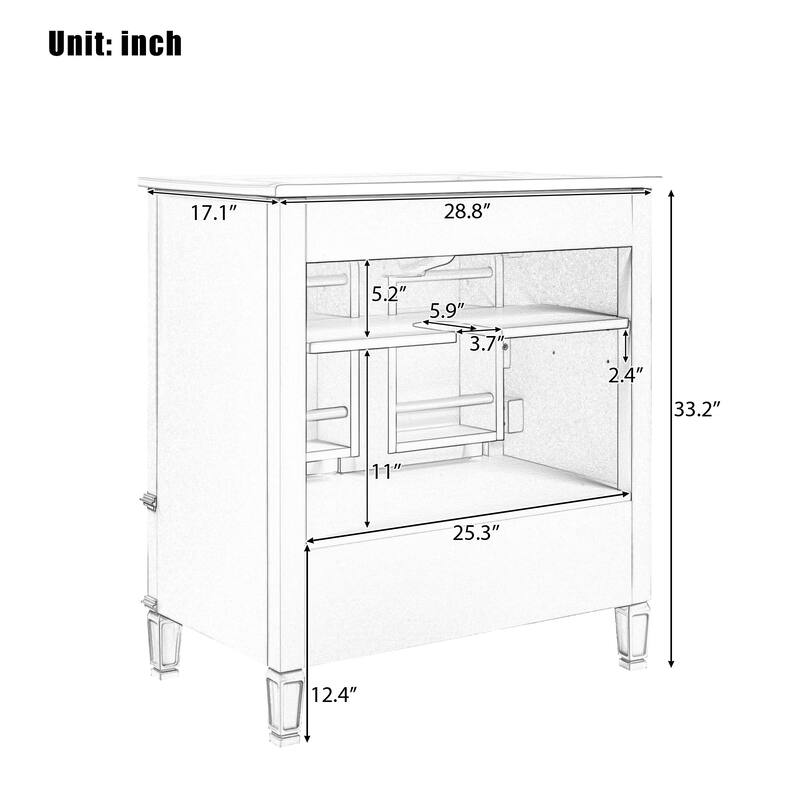 30" Bathroom Vanity with Smooth Ceramic Sink, Adjustable Shelf, Vintage Style with Door Shelf and Drawer