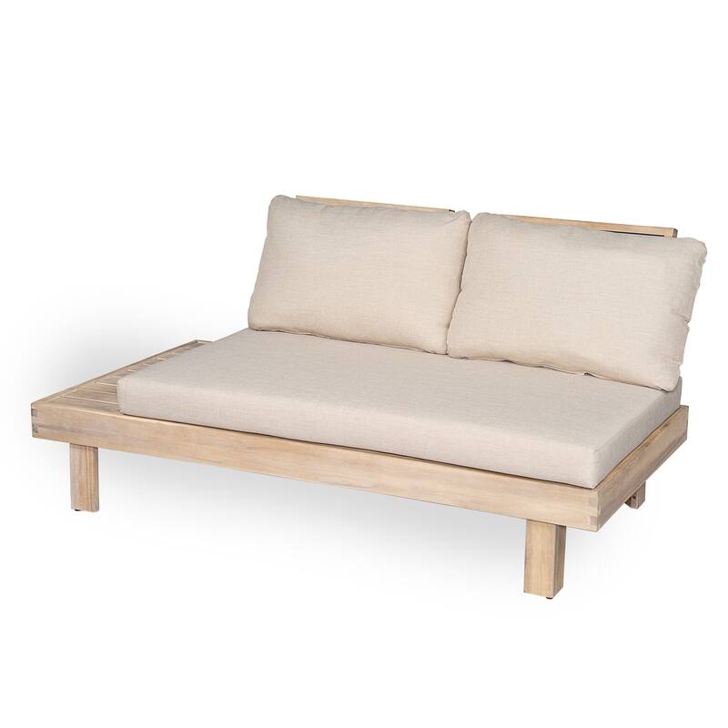 Christopher Knight Home - Topia Mid-Century Outdoor Sectional Sofa Set with Coffee Table and Water-Resistant Cushions