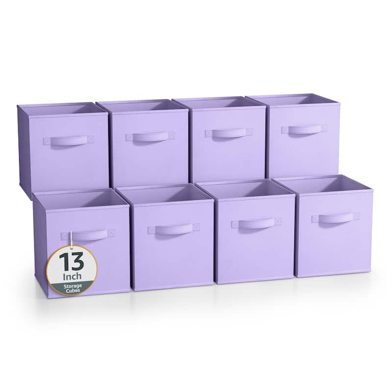 Sorbus Fabric Storage Bins 13" Foldable Cubes Multicolored With Handles For Pantry, Cubbies, Toy And Closet Organization- 8Pk - Pastel Purple