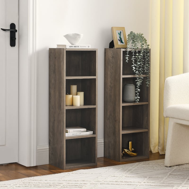 Anmytek White Wave Design Ladder Shelf - 8 Tier Tall Narrow Bookcase for Small Spaces with Anti Tip Kit