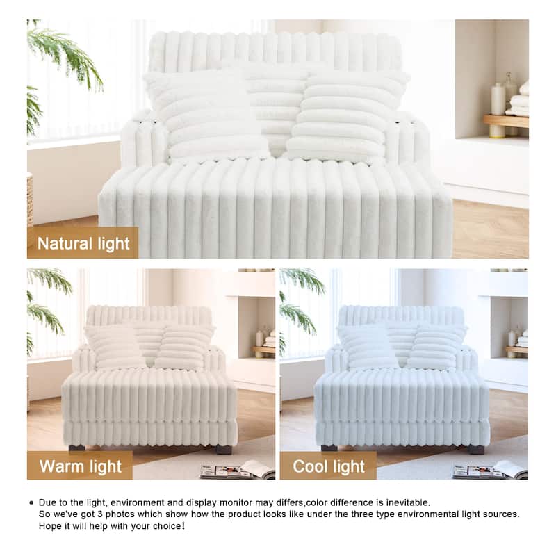 Modern Upgraded Plush Fabric Sofa Chaise Lounge with Pillows