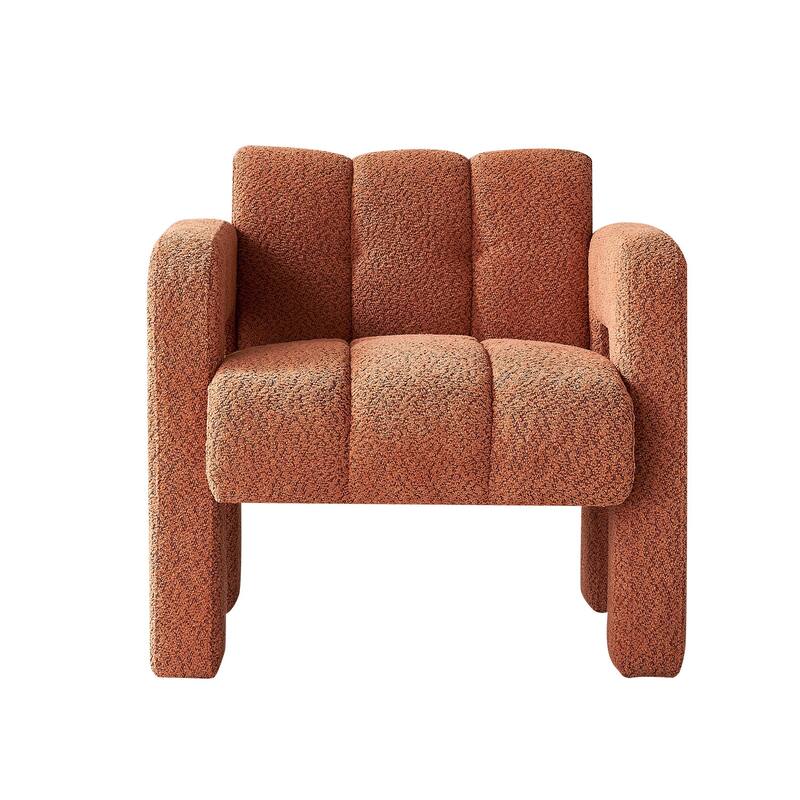 Orange Modern 31.1" Upholstered Accent Chair with High-Density Foam and Solid Wood Frame
