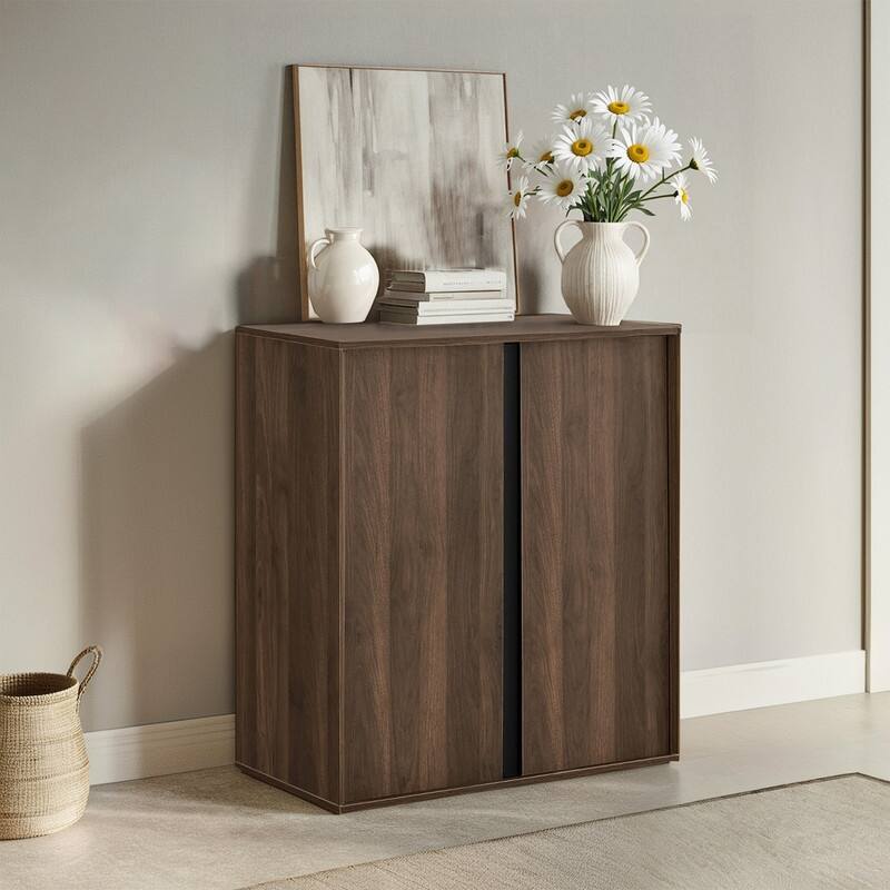 Spruce & Spring 31.5" Modern Industrial Sideboard Cabinet Storage Cabinet - 1 Piece - Walnut