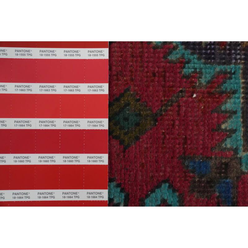 Hand Knotted Oriental 100% Wool Carpet Traditional Geometric Pink Tabriz Area Rug - 12' 4'' X 4' 6''