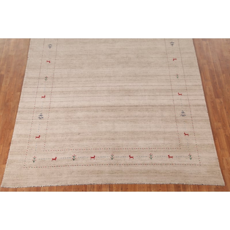 Striped Gabbeh Indian Area Rug Handmade Wool Carpet - 7'10"x 9'9"