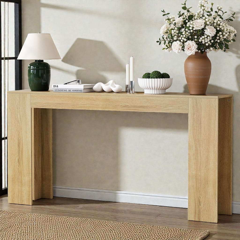 63 Inch Extra-Long Farmhouse Entryway Console Table, Narrow Sofa Table Behind Couch for Hallway, Living Room & Foyer