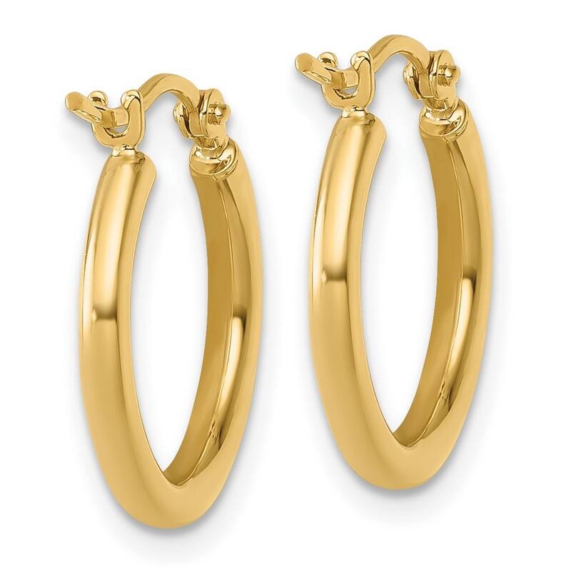 Curata 14k Yellow Gold Polished 2x17.5mm Polished Hoop Earrings - 17x17mm 2mm