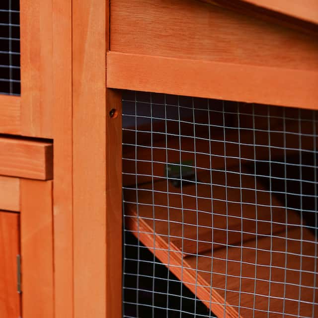 Siavonce 70-Inch Large 2-Tier Wooden Rabbit Chicken Pet Coop Hutch - 70.8” X 24.5” X 28.3”