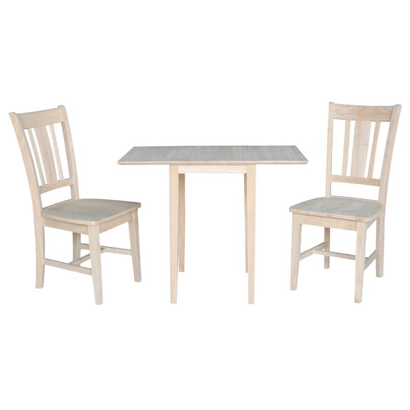 Small Drop Leaf Dining Table with 2 Chairs - 3 Piece Set